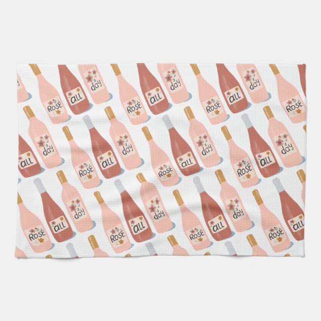 Linge De Cuisine Rose TOUTE la journée amateurs de vin motif (Horizontal)