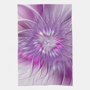 Linge De Cuisine Rose violet passion Fleur Art Abstrait Fractal