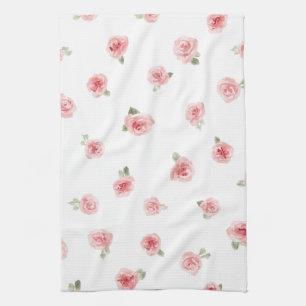 Linge De Cuisine Rosebud rose eau-forte floral vintage rose blanche