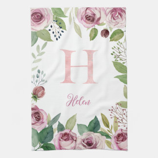 Linge De Cuisine Roses aquarelle