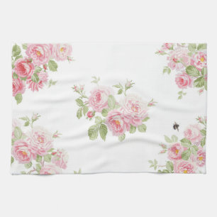 Linge De Cuisine Roses d'été de jour de mai blanchis de toile