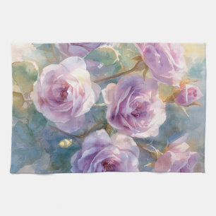 Linge De Cuisine Roses Lilas Fleurs Impressionnistes
