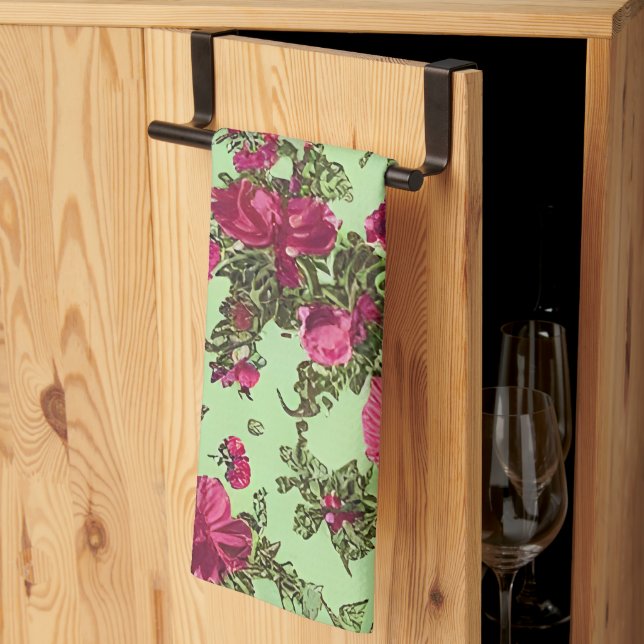 Linge De Cuisine Roses roses victoriennes (Pliage en tiers)