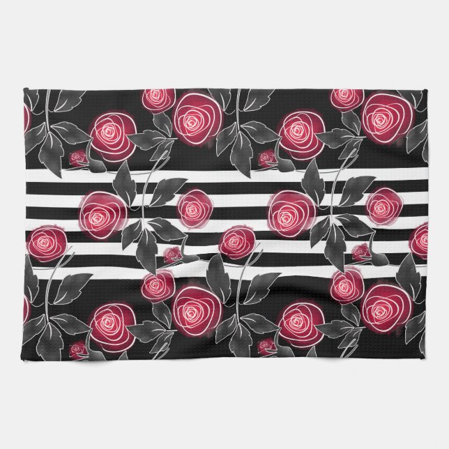 Linge De Cuisine Roses rouges (Horizontal)
