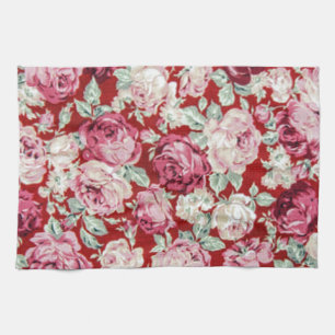 Linge De Cuisine roses rouges vintages, victorian, floral,