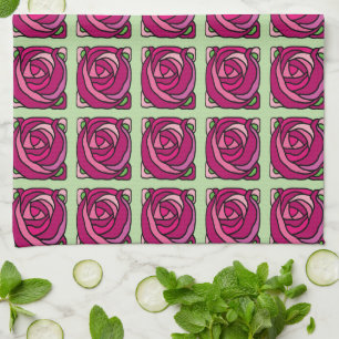 Linge De Cuisine Roses vintages Pink et vert motif floral