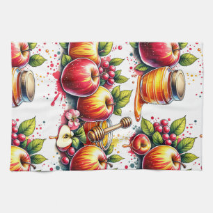 Linge De Cuisine Rosh Hashana Couleur d'eau Pomme et Miel