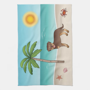 Linge De Cuisine Rottweiler rouge et fauve sur une plage tropicale