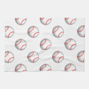 Linge De Cuisine Rouge baseball blanc