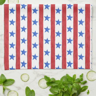 Linge De Cuisine Rouge Blanc & Bleu Patriotique