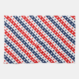 Linge De Cuisine Rouge, Blanc & Bleu Patriotique USA Étoiles et Ray