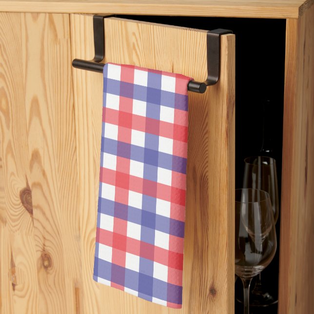 Linge De Cuisine Rouge blanc et bleu plaid (Pliage en tiers)