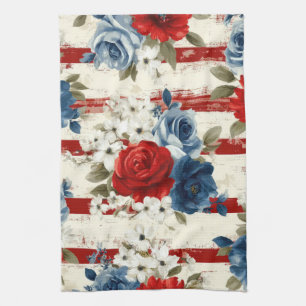 Linge De Cuisine Rouge Bleu Blanc Floral Patriotique (2)