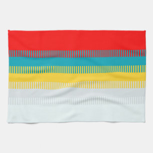 Linge De Cuisine Rouge Bleu Jaune Blanc Gris Abstrait Motif unique