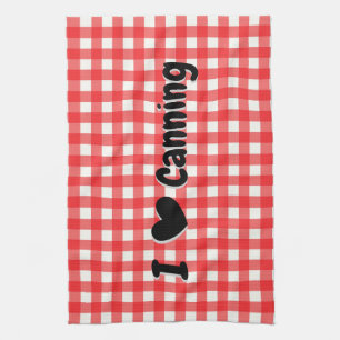 Linge De Cuisine Rouge En vichy Check Motif I Heart Canning