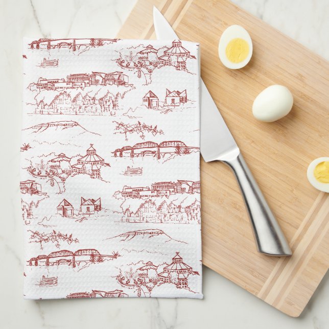 Linge De Cuisine Rouge et blanc de Chattanooga Toile (Quart Plié)