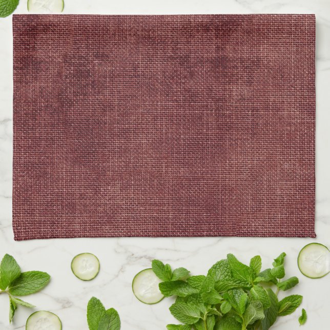Linge De Cuisine Rouge Faux Lin (look lin) (Plié)