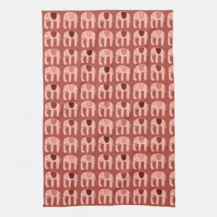 Linge De Cuisine Rouge Motif rose éléphant