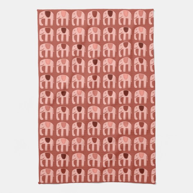 Linge De Cuisine Rouge Motif rose éléphant (Vertical)