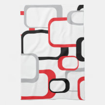 Rouge noir gris blanc Carré Motif Retro
