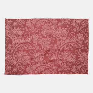 Linge De Cuisine Rouge Paisley Damassé Designer Floral Vintage Clas