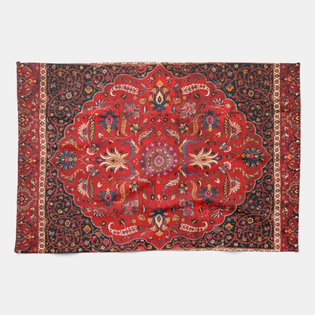 Linge De Cuisine Ruban perse rouge (Horizontal)