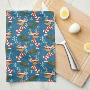 Linge De Cuisine Rudolph, Snowflakes et Christmas Holly