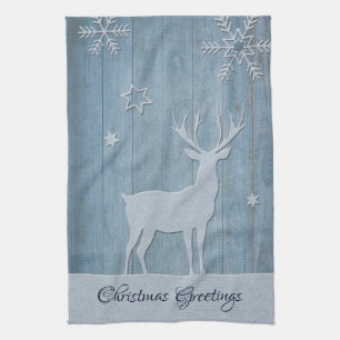 Linge De Cuisine Russe Bleu Bois Reindeer Pays Noël