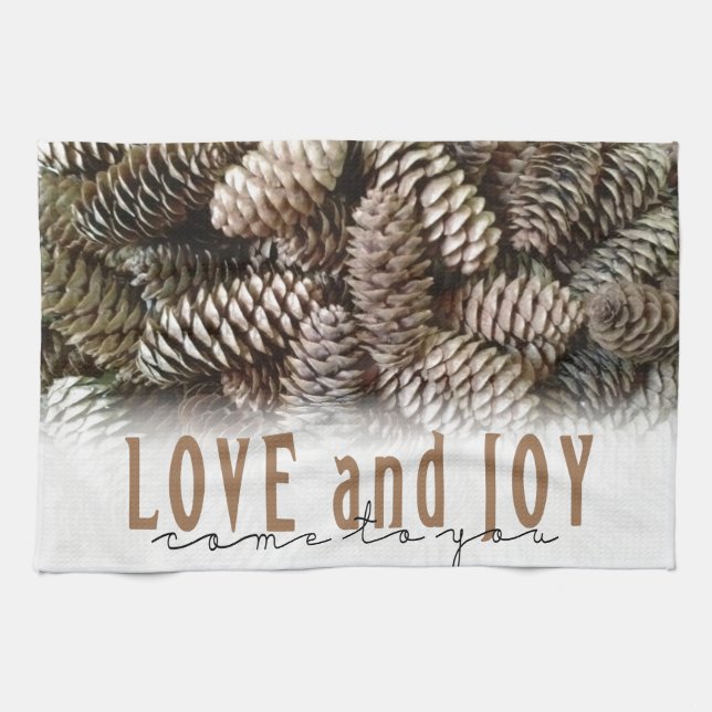 Linge De Cuisine Rustic Holiday Love and Joy Pine Cone (Horizontal)