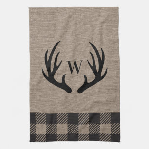 Linge De Cuisine Rustique Cabine Lodge Antlers Monogrammed Serviett