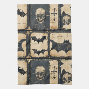 Linge De Cuisine Rustique Denim Halloween Motif de Patchwork