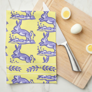 Linge De Cuisine Rustique Jaune & Bleu Pays Lapin Français Joli