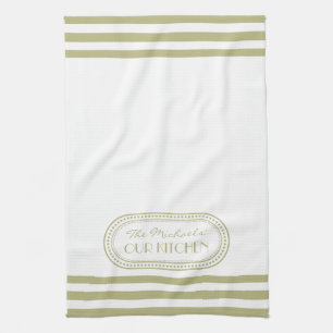 Linge De Cuisine Sage Green Sportpes Motif Monogramme