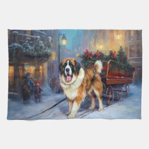 Linge De Cuisine Saint Bernard Christmas Festive