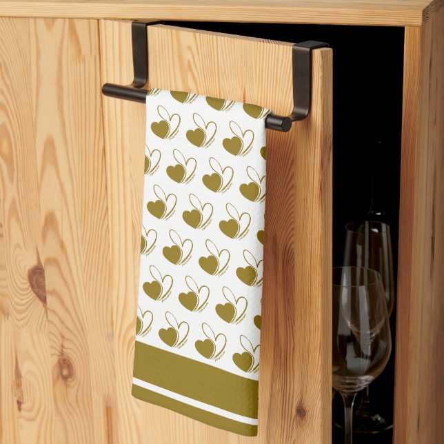Linge De Cuisine Saint-Valentin Coeurs Tordus (Pliage en tiers)