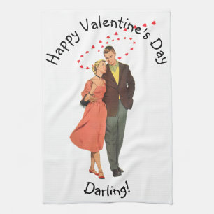 Linge De Cuisine Saint-Valentin vintage, cœurs flottants romantique