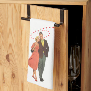 Linge De Cuisine Saint-Valentin vintage, cœurs flottants romantique