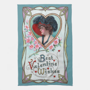 Linge De Cuisine Saint Valentin vintage, une femme élégante dans un