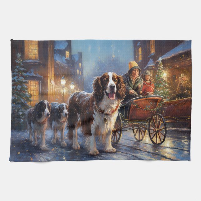 Linge De Cuisine Saison de Noël de l'espagnol Springer anglais (Horizontal)
