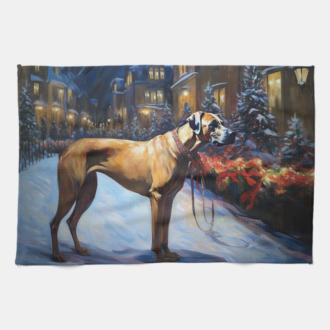 Linge De Cuisine Saison de Noël de Rhodesian Ridgeback (Horizontal)