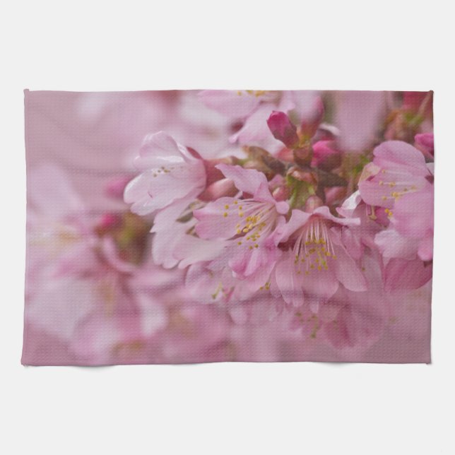 Linge De Cuisine Sakura Cherry Blossoms rose pâle Réflexions (Horizontal)