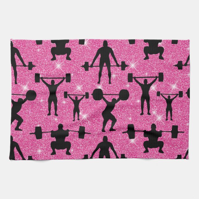 Linge De Cuisine Salle De Fitness Sport Parties scintillant Rose (Horizontal)