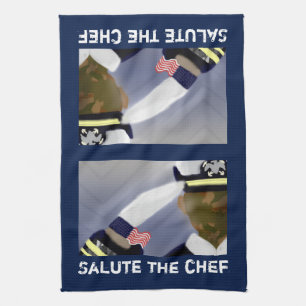 Linge De Cuisine Saluez le chef vétéran bleu