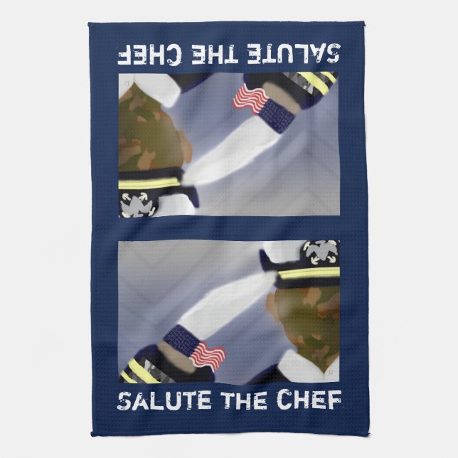 Linge De Cuisine Saluez le chef vétéran bleu (Vertical)