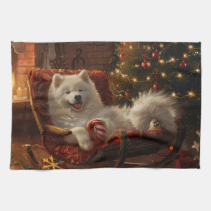 Linge De Cuisine Samoyed Chien Festive de Noël