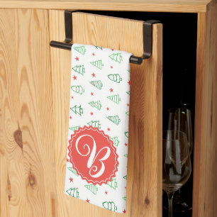 Linge De Cuisine Sapin de Noël rouge et vert 