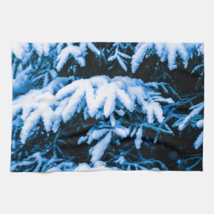 Linge De Cuisine Sapin de Noël sous la neige d'hiver