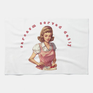 Linge De Cuisine “Sarcasme servi quotidiennement” Drôle de femme au