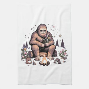Linge De Cuisine Sasquatch tenant des fleurs