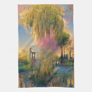 Linge De Cuisine Saule du futur au coucher du soleil